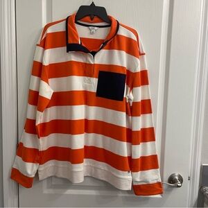 Crown & Ivy Orange and White Striped Long Sleeve Tee